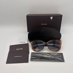 Tom Ford Alistair Sunglasses TF524 53W 56-16-140 Blonde Havana / Blue Shaded